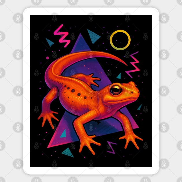 Retro Neon Eastern Newt Magnet by Reptiq's Store